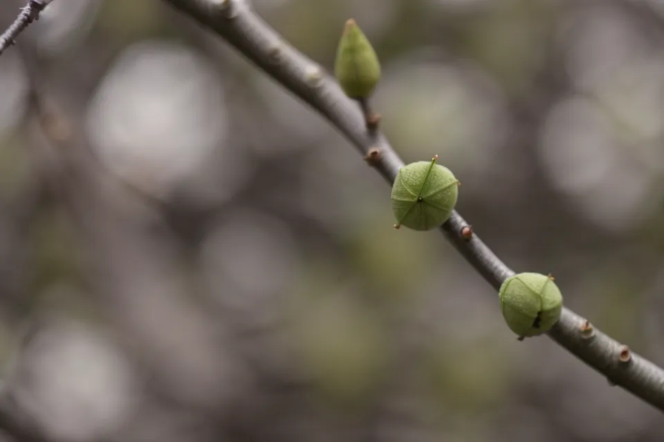 Jeune bourgeon vert de printemps apparaissant sur une branche de bonsaï
